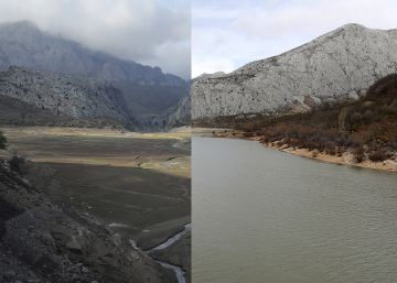 Embalse de Barrios de Luna, antes y después de las lluvias
