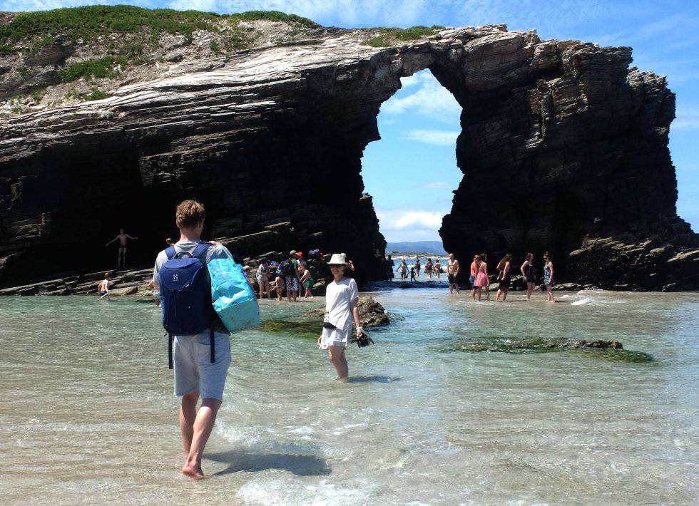 Visitors at the beach in the summer months.