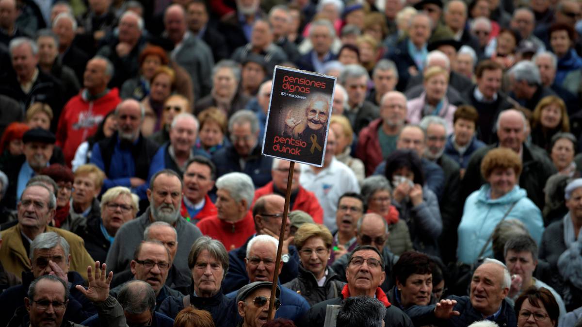 Manifestación por unas pensiones dignas en Bilbao el pasado 9 de abril.