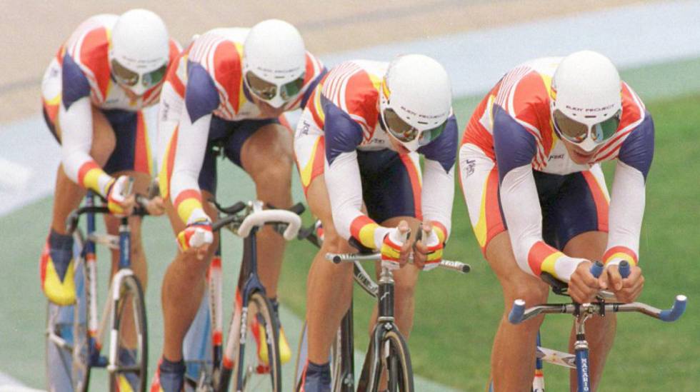 El equipo español de persecución en Atlanta 96.