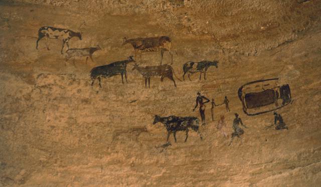 Pintura rupestre en Tassili n’Ajjer (Argelia).