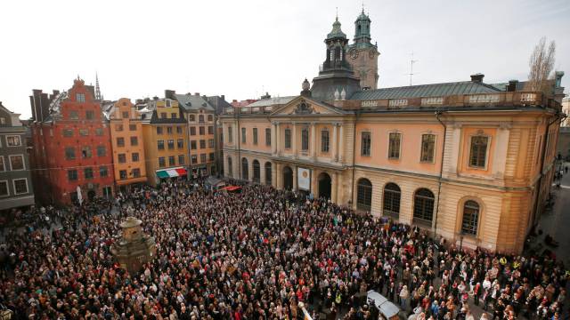 Protesta en Estocolmo contra los abusos sexuales.