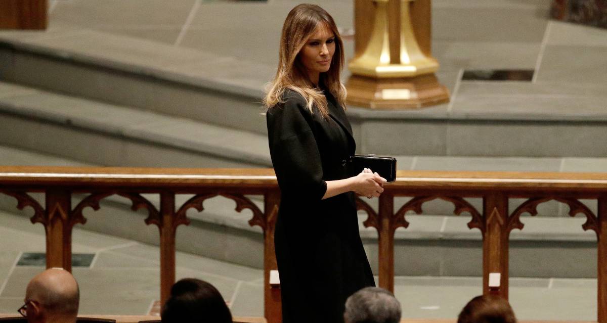 Melania Trump a su llegada a la parroquia episcopal de St. Martin's, en Houston, para atender al funeral de Barbara Bush el 21 de abril.