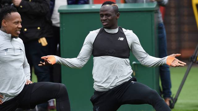 Sadio Mané, en el entrenamiento del Liverpool.