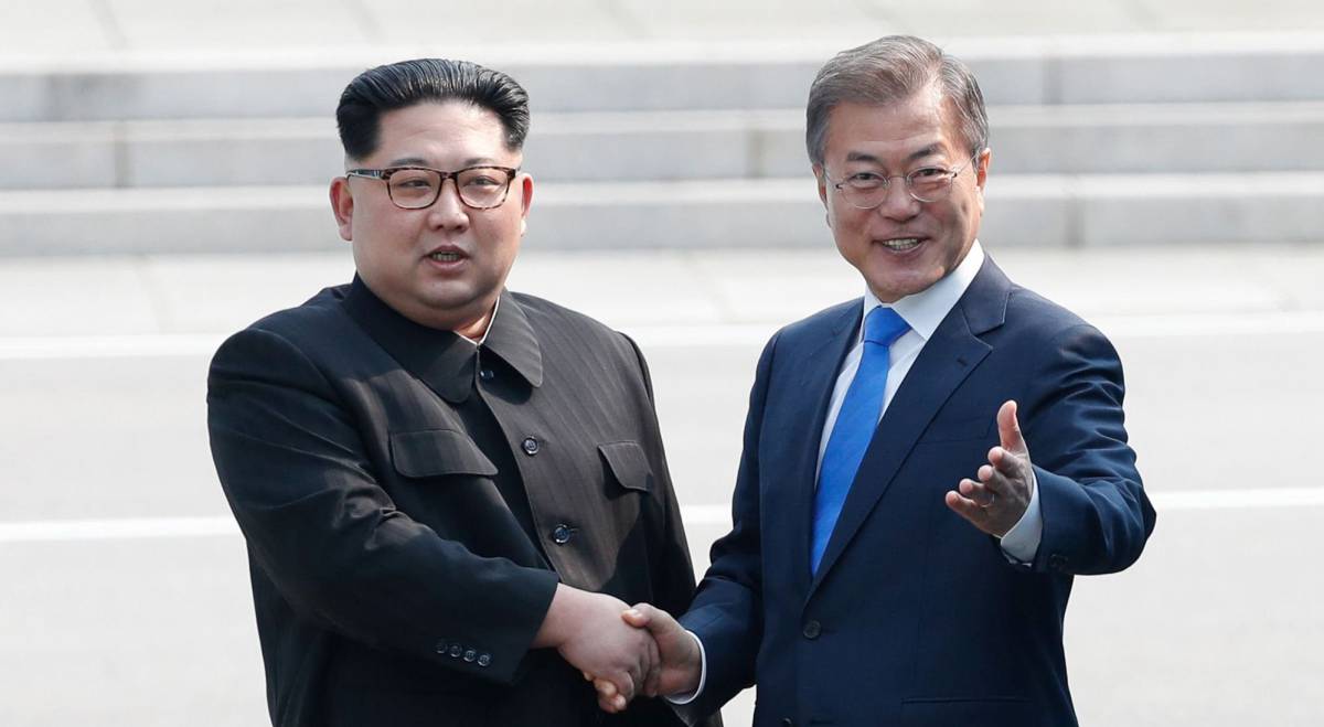 Kim Jong-un y Moon Jae-in, en Corea del Sur.