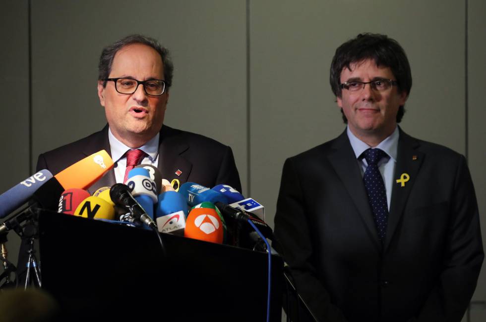 Quim Torra (l) and Carles Puigdemont in Berlin last Friday.