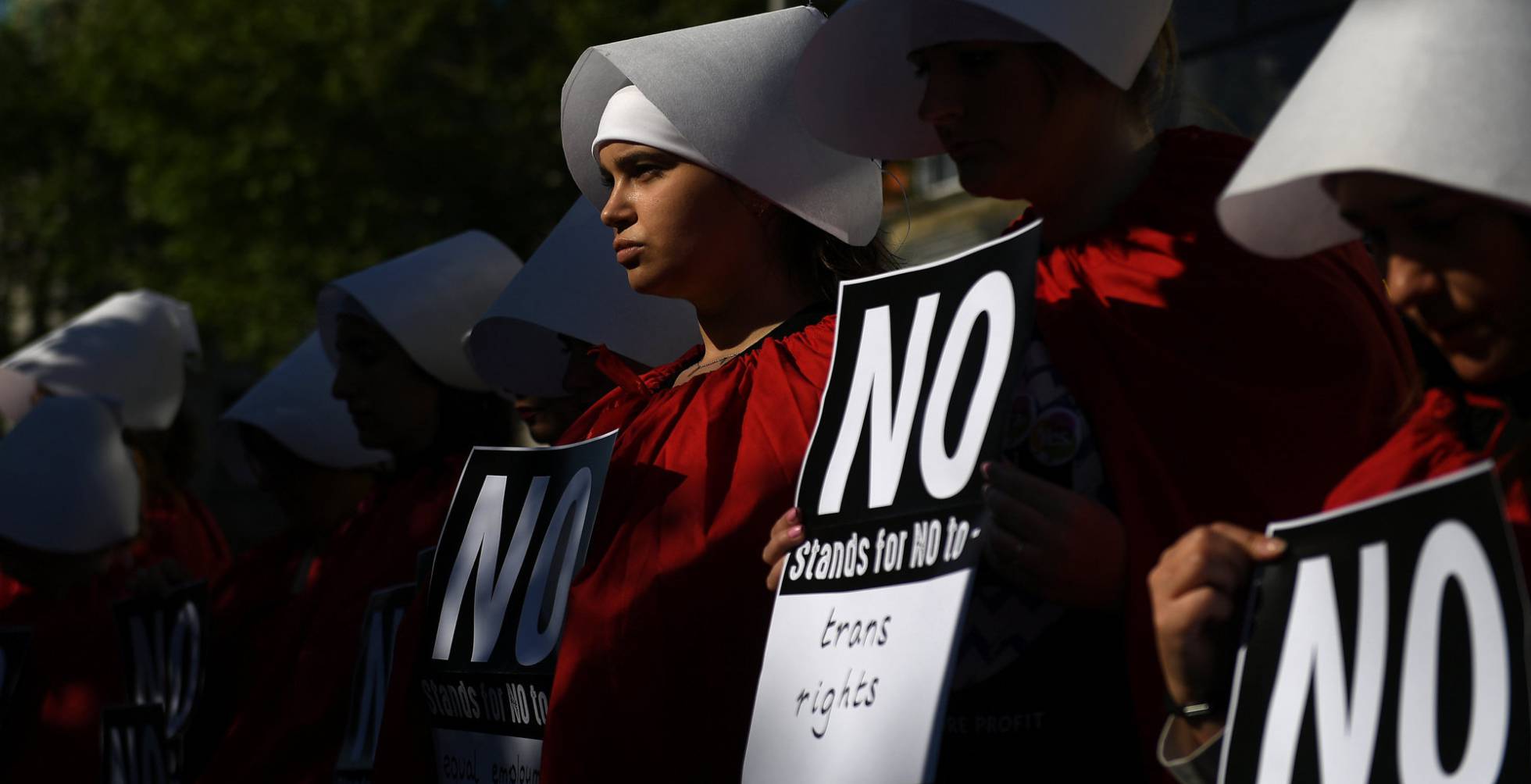 Pro-Choice activists dress up as characters from the Handmaid's Tale in a City center demonstration ahead of a May 25 referendum on abortion law, in Dublin, Ireland May 23, 2018. REUTERSClodagh Kilcoyne
