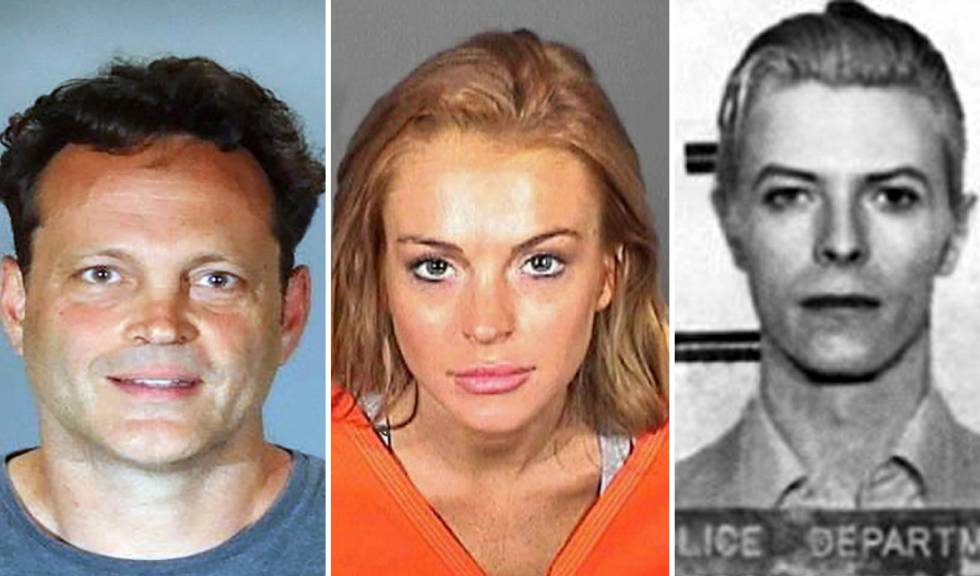 Vince Vaughn, Lindsay Lohan y David Bowie en sus fotos de detención.