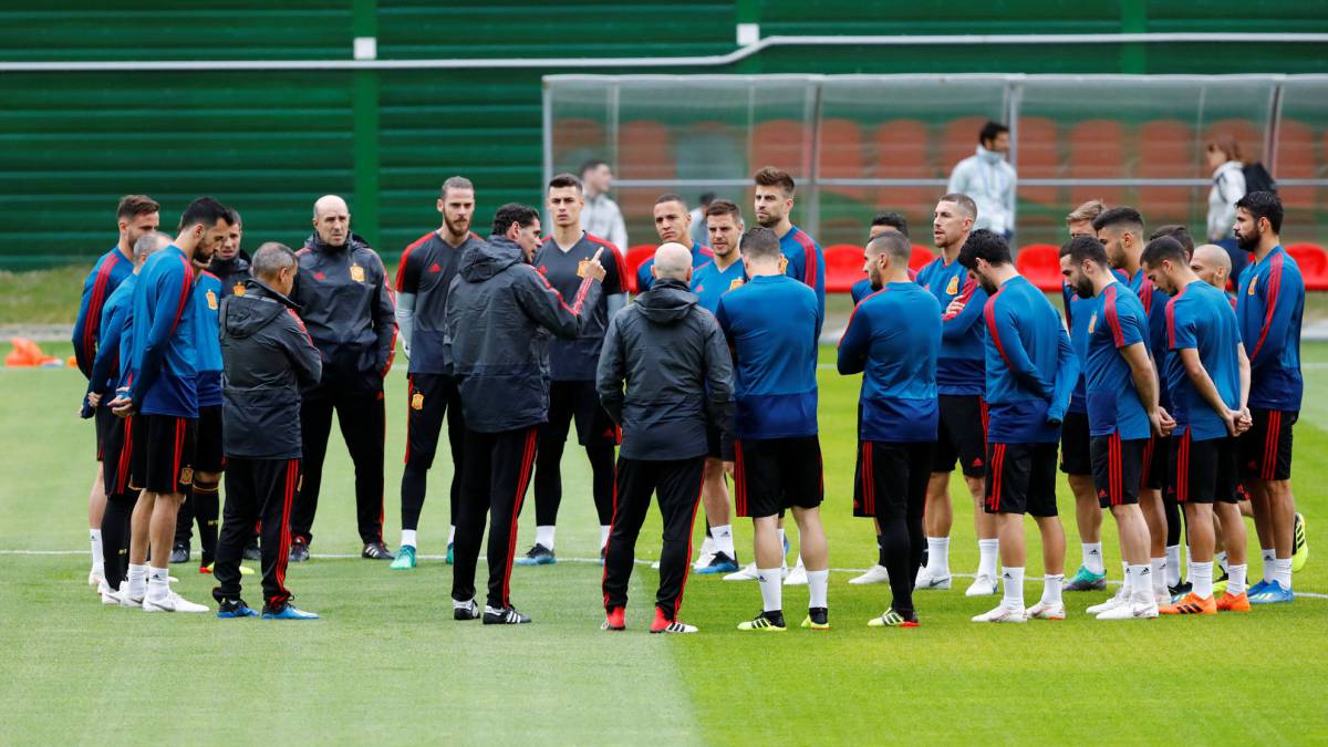 La selección española, ayer en Kaliningrado.
