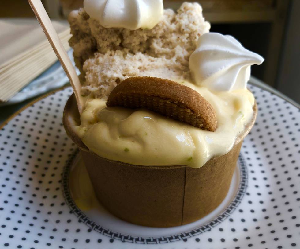 TARRINA CON HELADOS DE TARTA DE LIMÓN Y AVELLANAS DEL PAIMONTE CAPEL