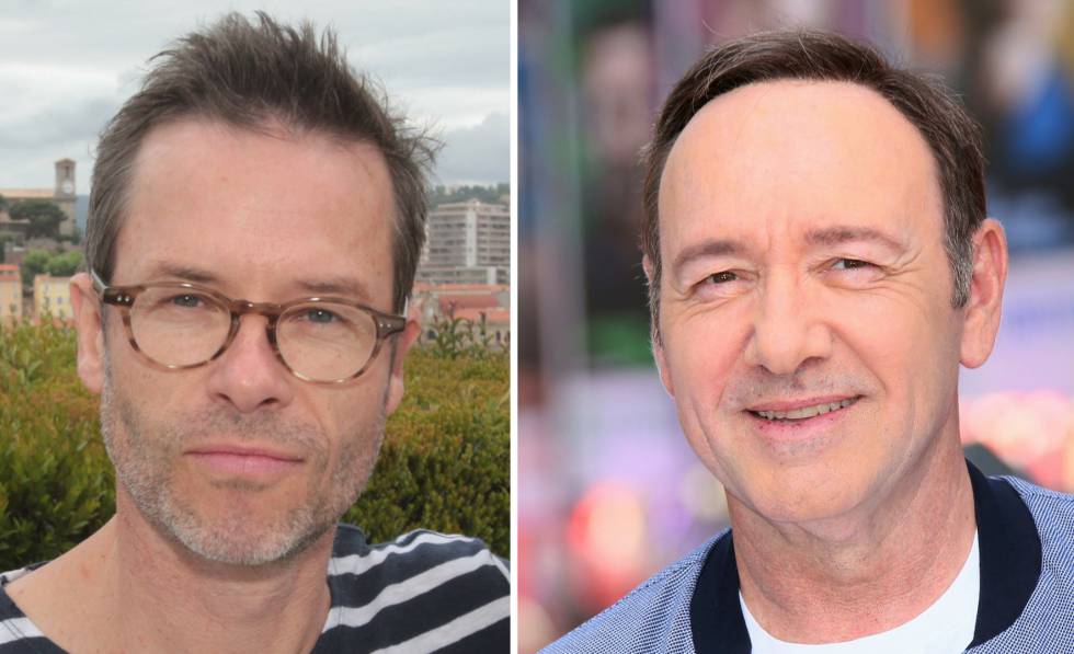 Guy Pearce en mayo de 2014; y Kevin Spacey en junio de 2017 en Londres