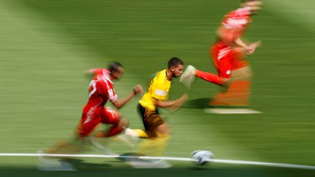 Hazard, en el partido contra Túnez.