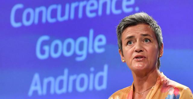 Margrethe Vestager en la sede de la Comisión Europea.