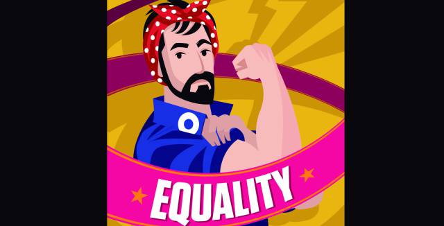 Ilustración de un hombre que apoya el feminismo.