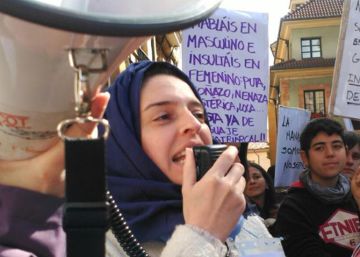 Wadia Daghestani en Asturias durante la manifestación del pasado 8 de marzo.