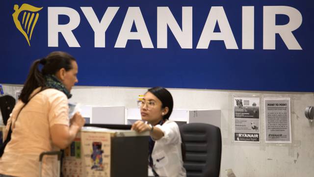 Mostrador de Ryanair en Barajas.