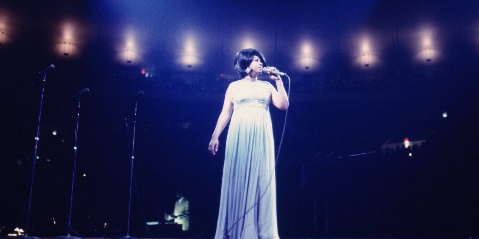 NEW YORK - JUNE 28: Singer Aretha Franklin performs during a concert at Madison Square Garden on June 28, 1968 in New York City, New York. (Photo by Walter Iooss Jr.Getty Images)