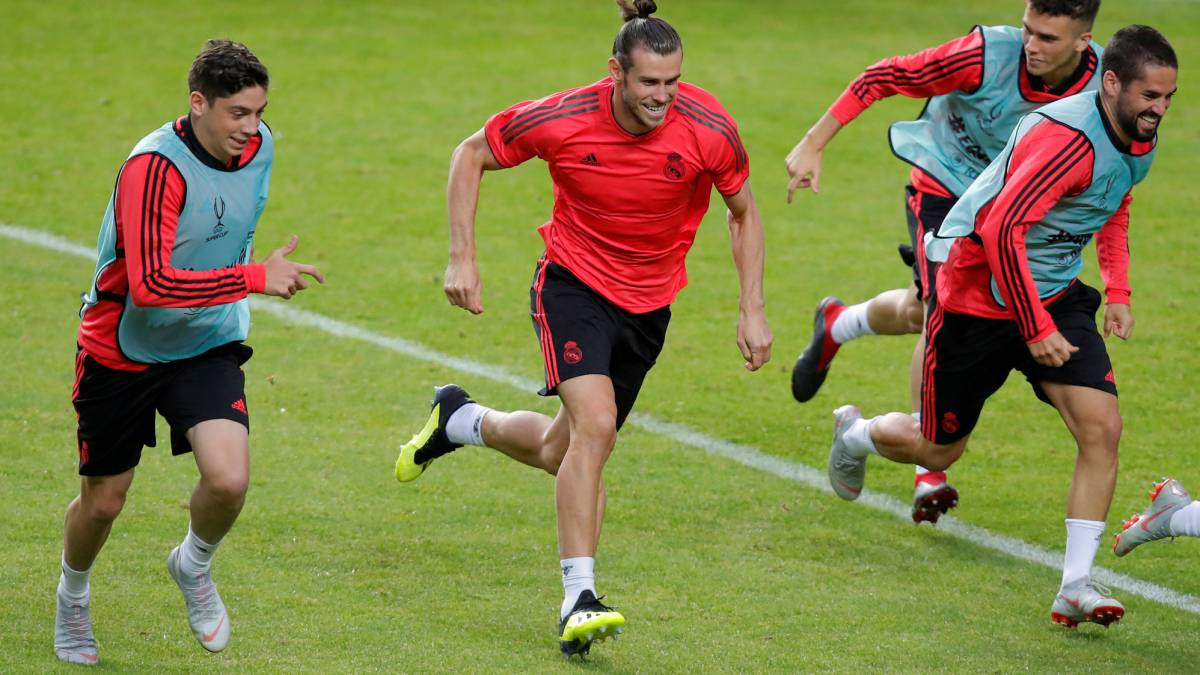 Bale, este martes, en el último entrenamiento.