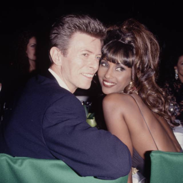 Iman y David Bowie en una cena en 1992.