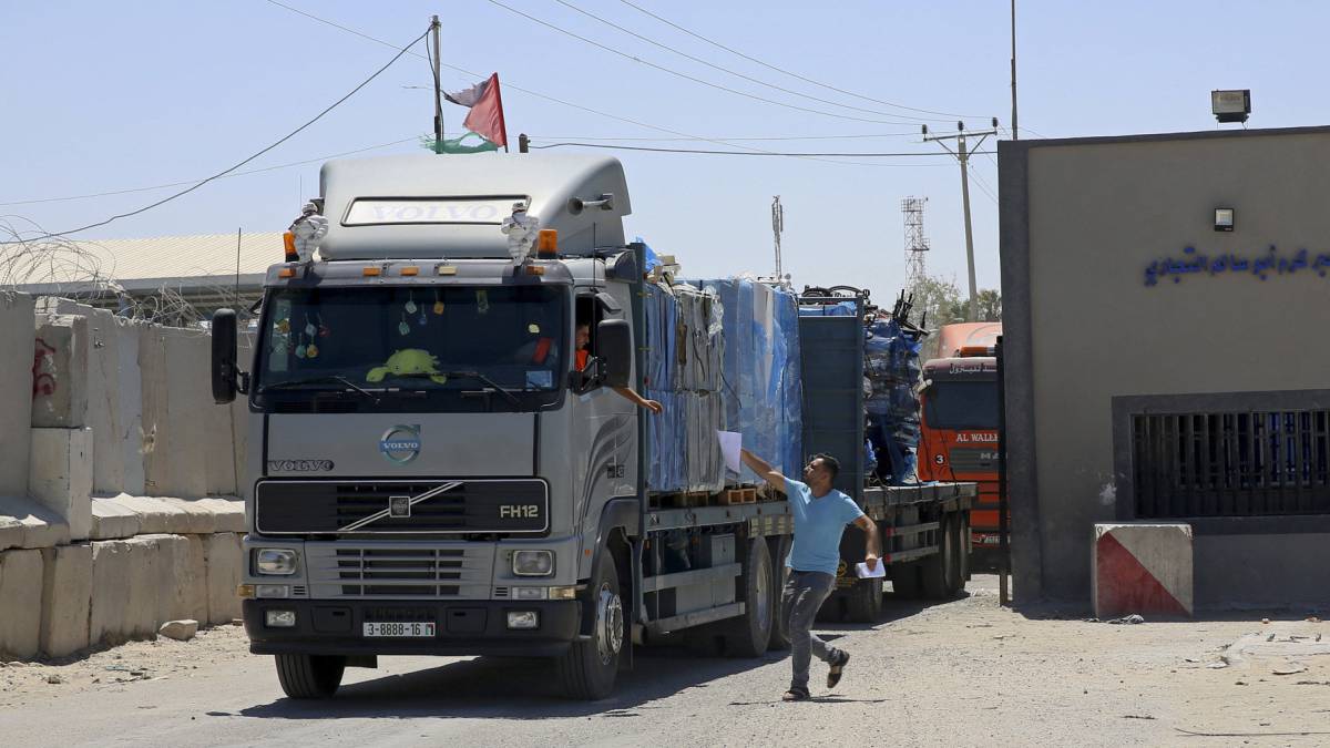 Camiones con mercancías, en la franja de Gaza.