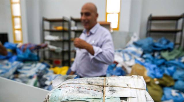 Cartas en la oficina postal de Jericó (Palestina).