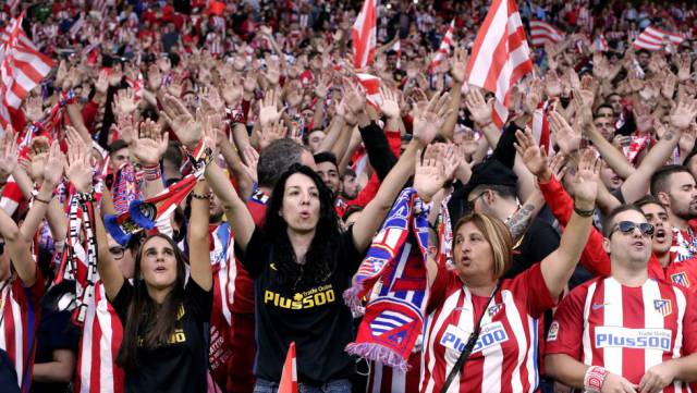 Aficionados del Atlético en el Wanda Metropolitano.