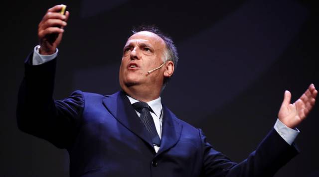 Javier Tebas, en un acto ayer en Madrid.