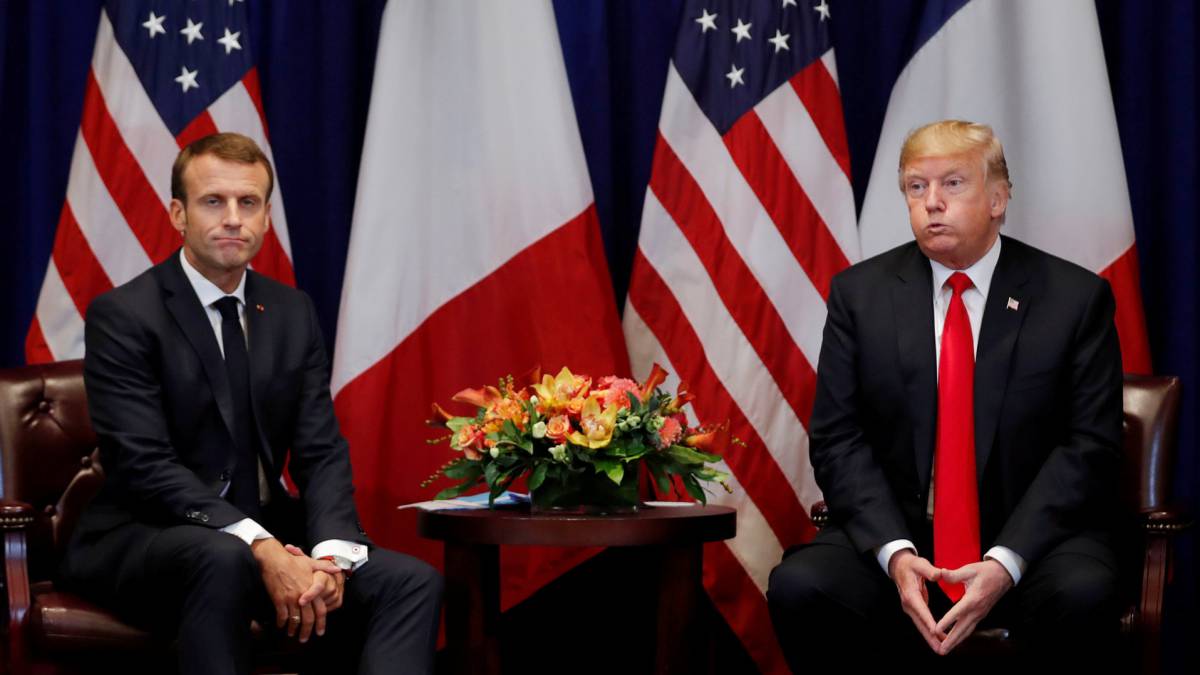 Macron y Trump, en Nueva York este lunes.
