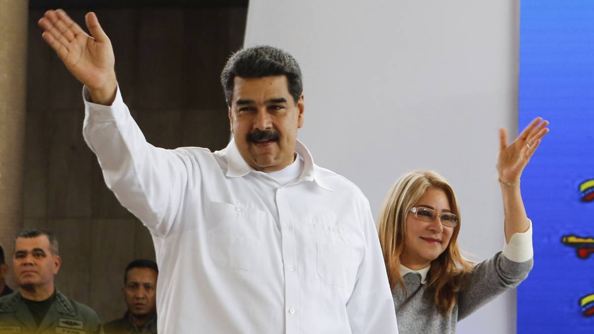 Maduro y su esposa, Cilia Flores, este martes.