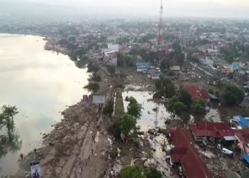 La devastación del tsunami de Indonesia, a vista de dron