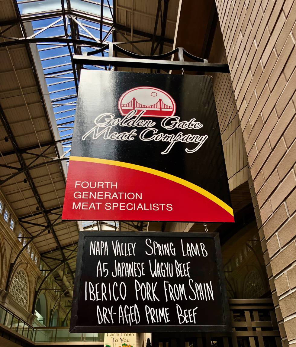 CARTEL EXPUESTO POR LA CARNICERÍA GOLDEN GATE EN UN CENTRO COMERCIAL SAN FRANCISCO CAPEL