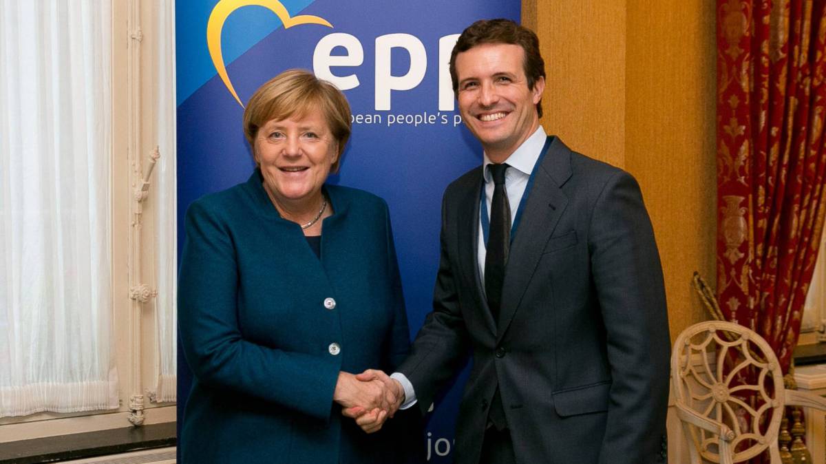 Reunión de Pablo Casado con Ángela Merkel.