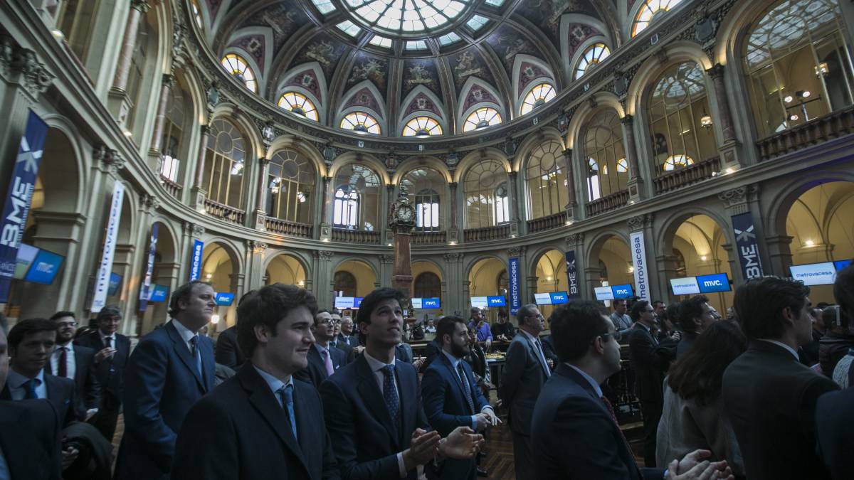 Patio de operaciones de la Bolsa de Madrid