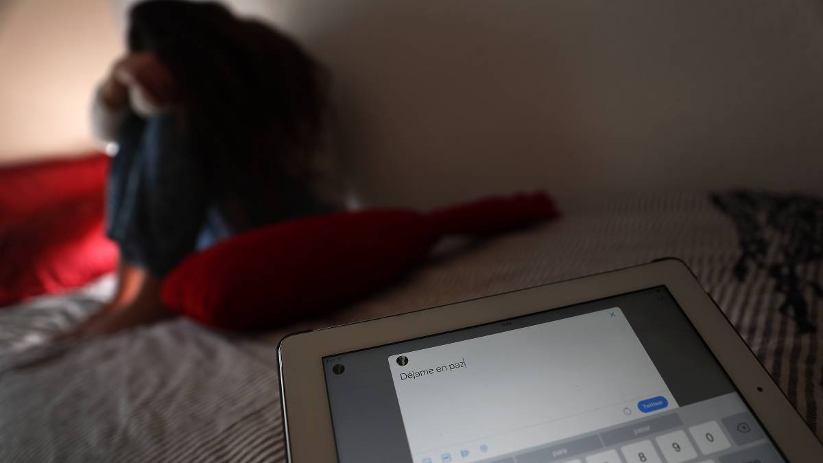 Una joven en su cuarto.