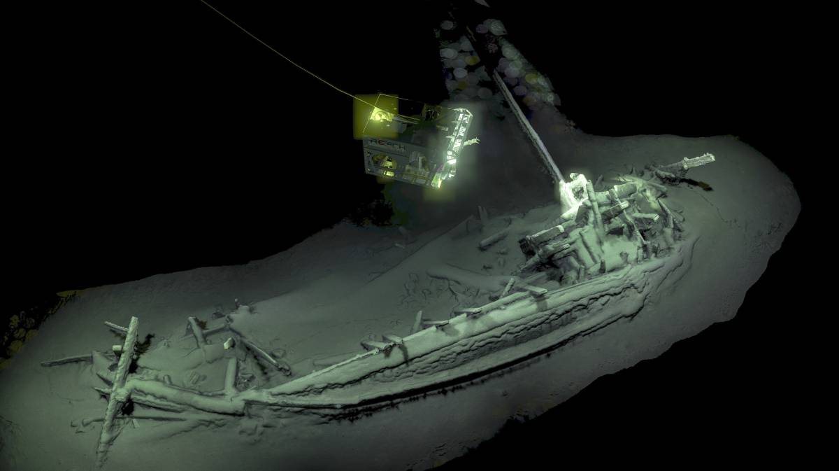 Simulación en 3D del pecio.