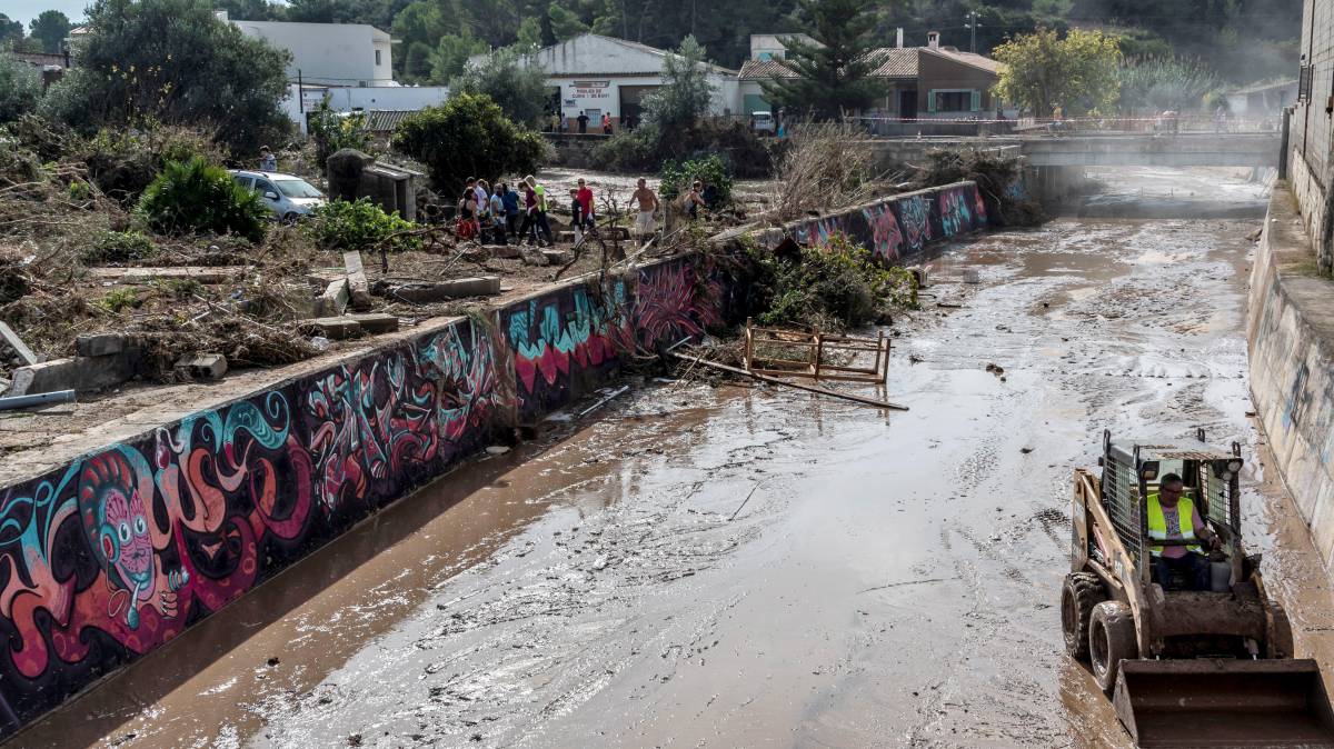 voluntarios limpia una zona de Sant Llorenç, Mallorca.
