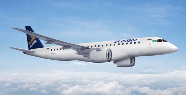 An Air Astana Embraer aircraft.