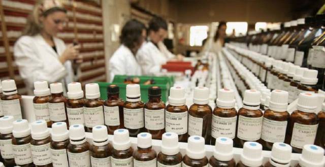 Homeopathy products in a store.