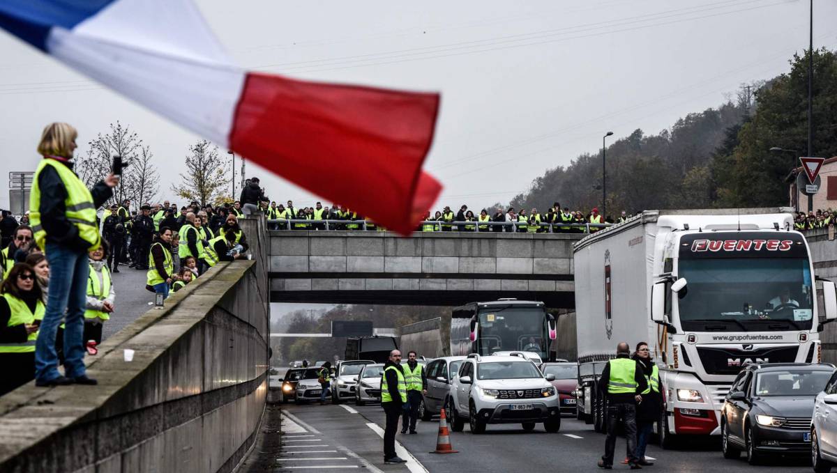 Cortes de tráfico en la A47 cerca de Lyon.