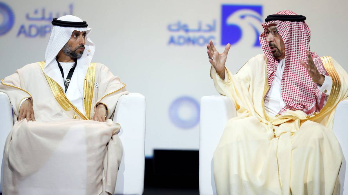 El ministro de Petróleo emiratí y el saudí de Energía.