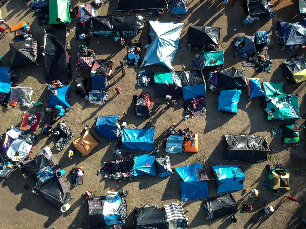Members of the migrant caravan from Central America in Tijuana.
