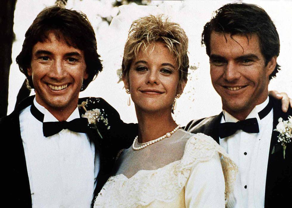 De izquierda a derecha: Martin Short, Meg Ryan y Dennis Quaid, en 'El chip prodigioso' (1987).