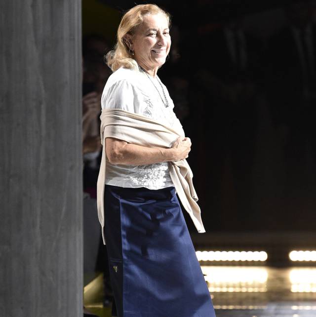 Miuccia Prada tras un desfile en Milán, Italia, el 20 de septiembre de 2018.