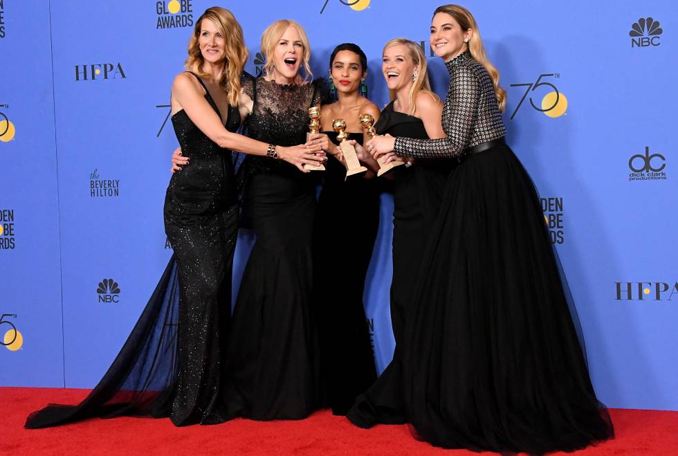 75th Annual Golden Globe Awards - Press Room De izquierda a derecha Laura Dern, Nicole Kidman, Zoe Kravitz, Reese Witherspoon yShailene Woodley en la última gala de los Globos de Oro.