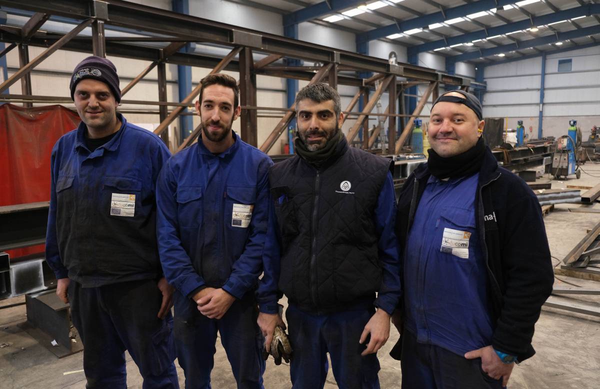 Trabajadores del polígono Riaño III, en Langreo (Asturias).