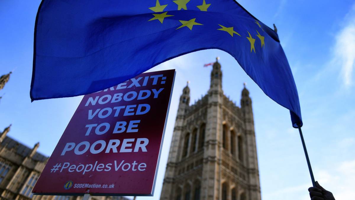 Manifestantes a favor de la UE, en Londres.