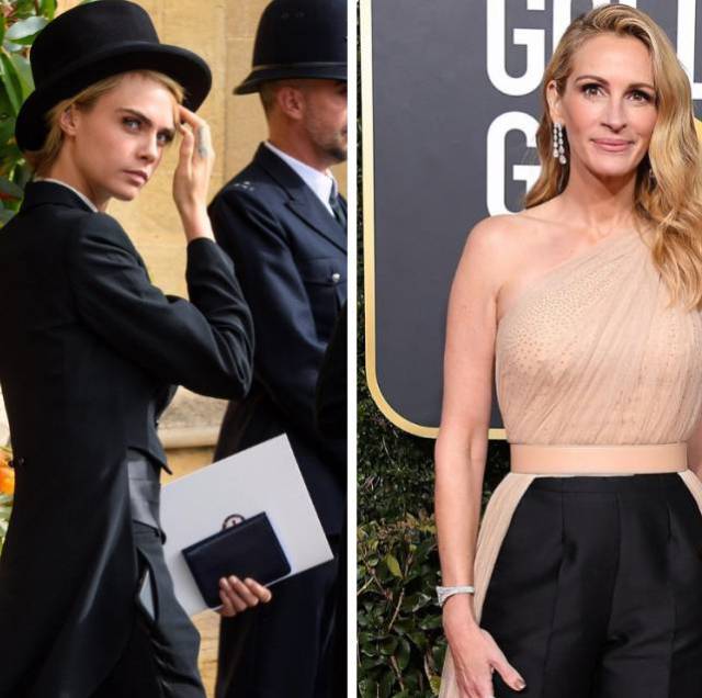 Lara Álvarez en las Campanadas, Cara Delenvingne en la boda de Eugenia de York y Julia Roberts en los Globos de Oro.