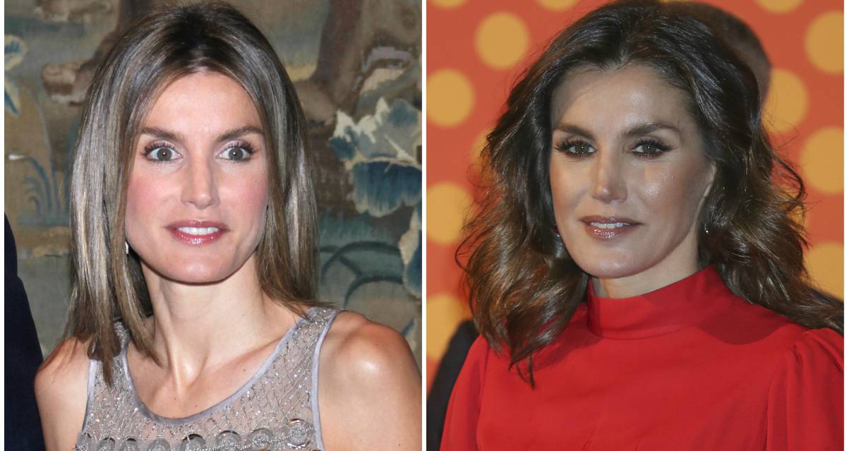A la izquierda, doña Letizia en 2008 y, a la derecha, en 2018.