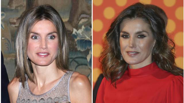 A la izquierda, doña Letizia en 2008 y, a la derecha, en 2018.