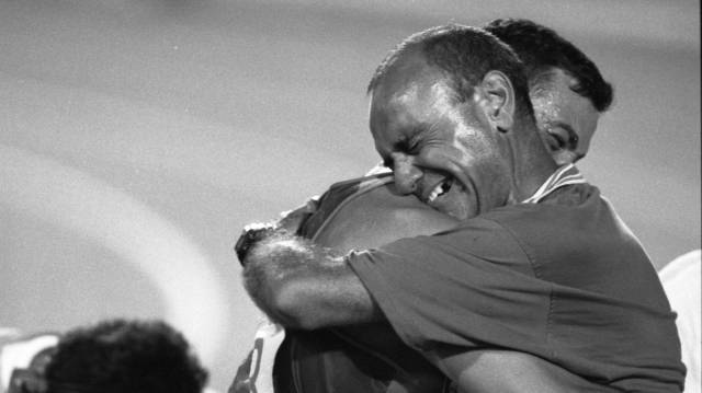 Antonio Peñalver con su entrenador Miguel Ángel Millán.